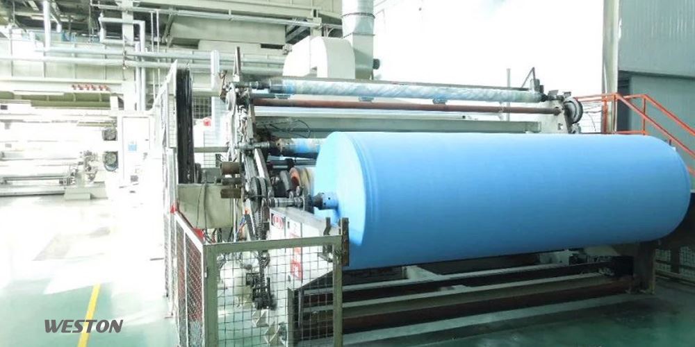 Low lint printer cleaning SMT cleanroom wipe mother rolls creped turquoise color (4)